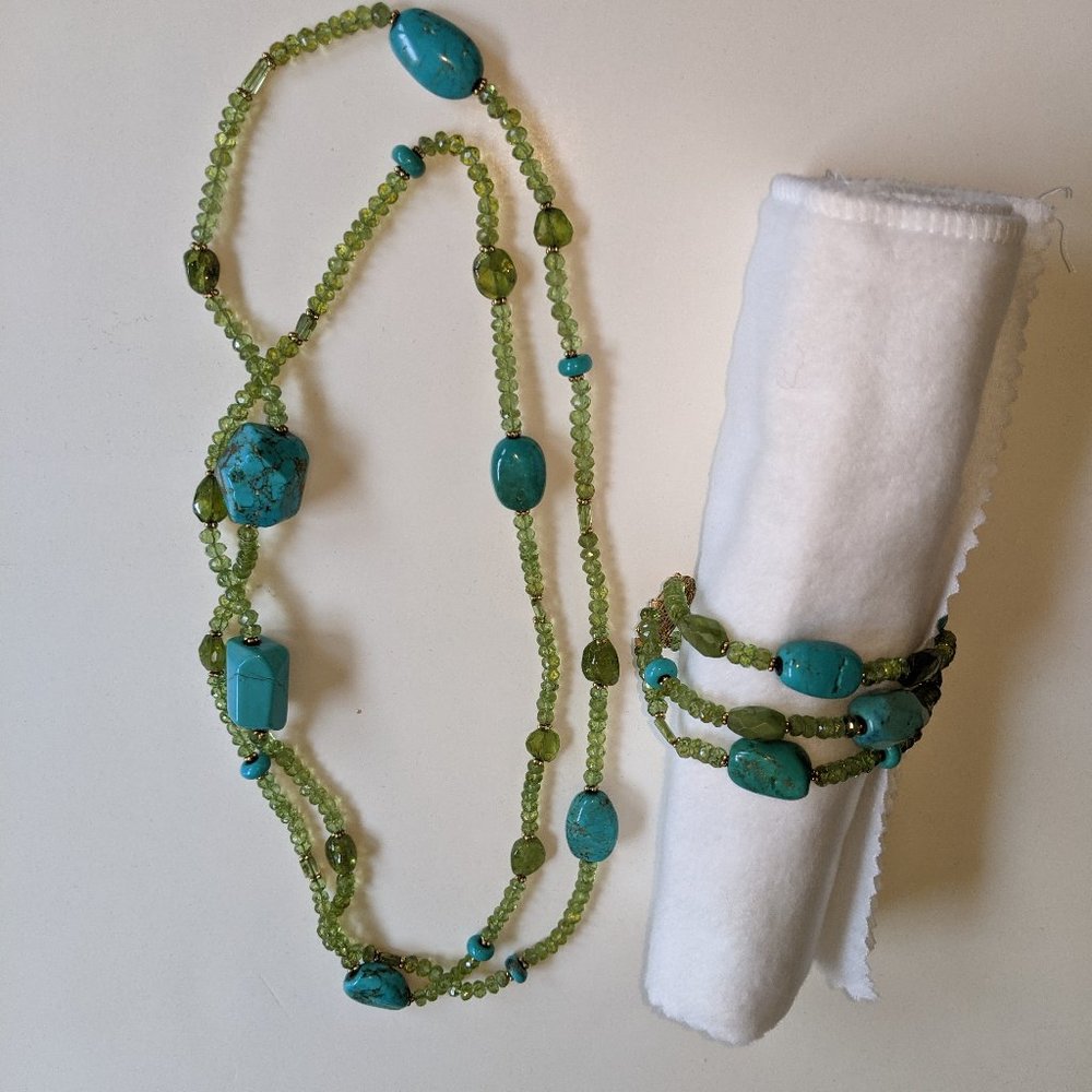 40" Turquoise necklace and bracelet